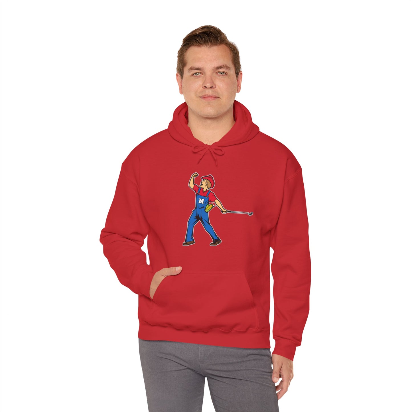 Unisex Heavy Blend™ Hooded Sweatshirt | Nebraska Cornhuskers | Herbie Husker | Tiger Woods Fist Pump