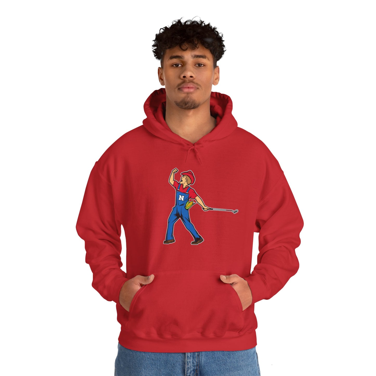Unisex Heavy Blend™ Hooded Sweatshirt | Nebraska Cornhuskers | Herbie Husker | Tiger Woods Fist Pump