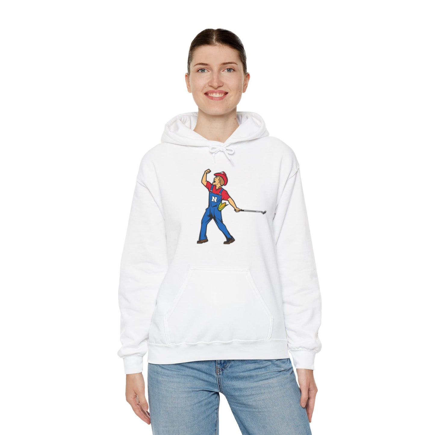 Unisex Heavy Blend™ Hooded Sweatshirt | Nebraska Cornhuskers | Herbie Husker | Tiger Woods Fist Pump