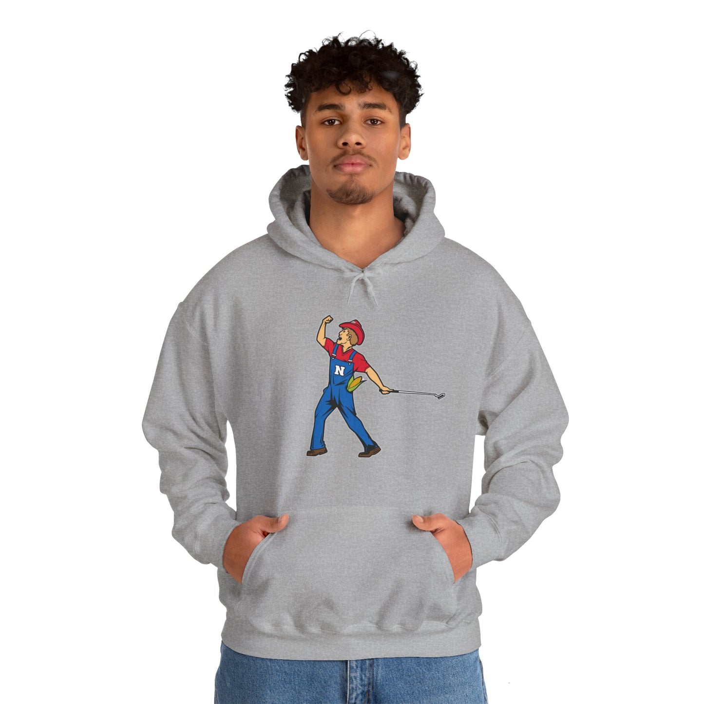 Unisex Heavy Blend™ Hooded Sweatshirt | Nebraska Cornhuskers | Herbie Husker | Tiger Woods Fist Pump