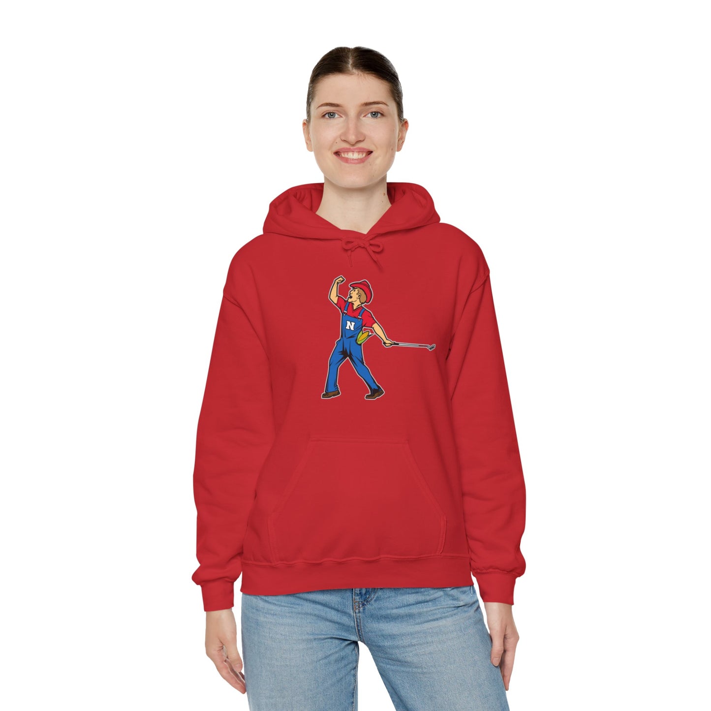 Unisex Heavy Blend™ Hooded Sweatshirt | Nebraska Cornhuskers | Herbie Husker | Tiger Woods Fist Pump