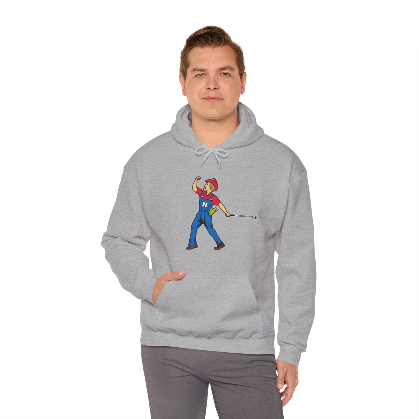 Unisex Heavy Blend™ Hooded Sweatshirt | Nebraska Cornhuskers | Herbie Husker | Tiger Woods Fist Pump