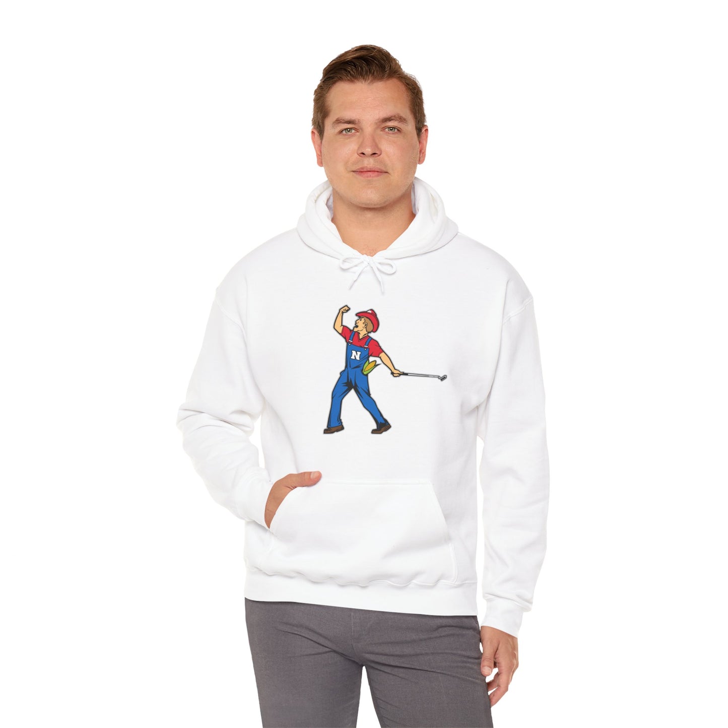 Unisex Heavy Blend™ Hooded Sweatshirt | Nebraska Cornhuskers | Herbie Husker | Tiger Woods Fist Pump