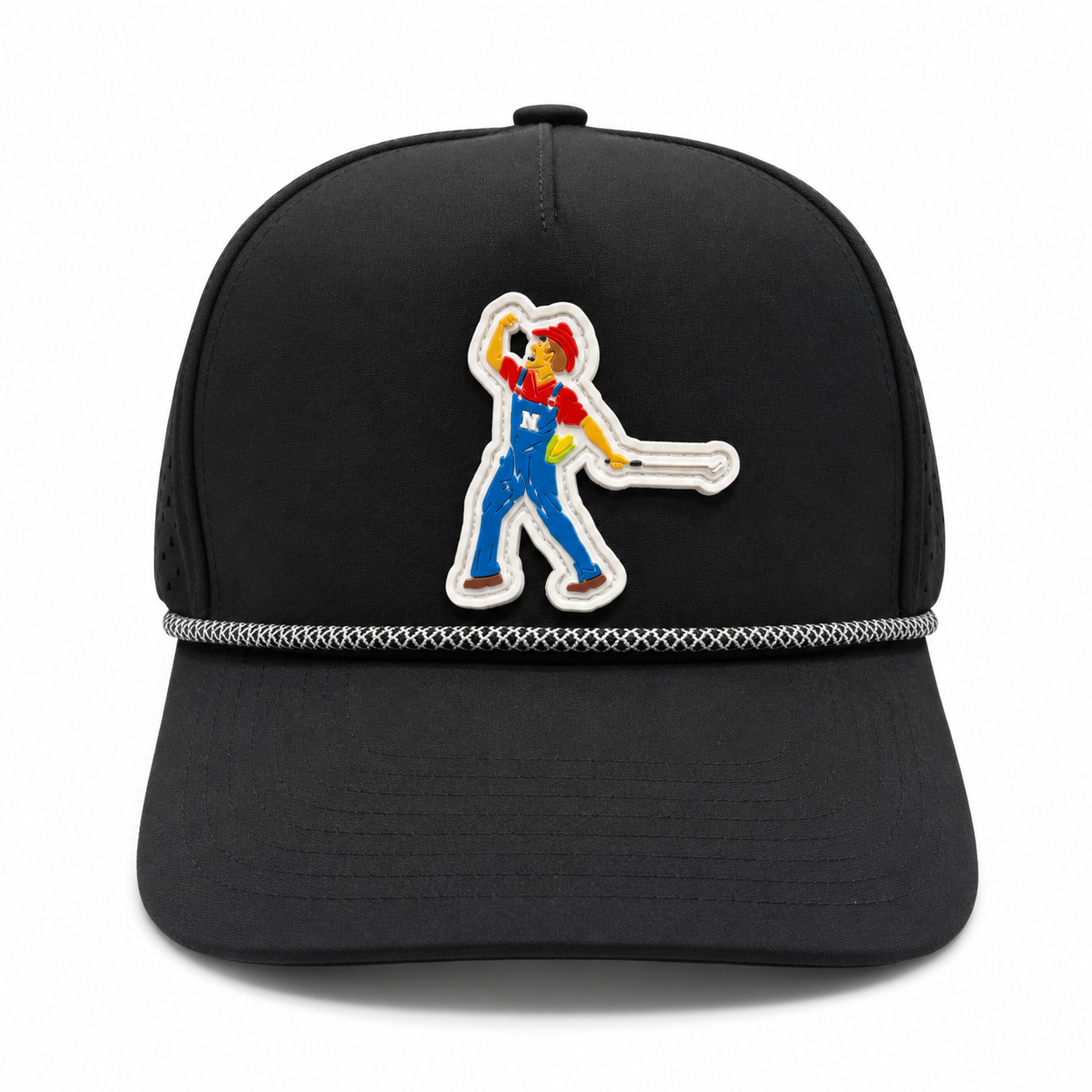 Herbie Husker Golf Rope Hat – Black Breathable Snapback | Iconic Hats