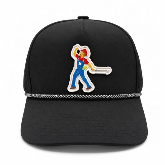 Herbie Husker Golf Rope Hat – Black Breathable Snapback | Iconic Hats