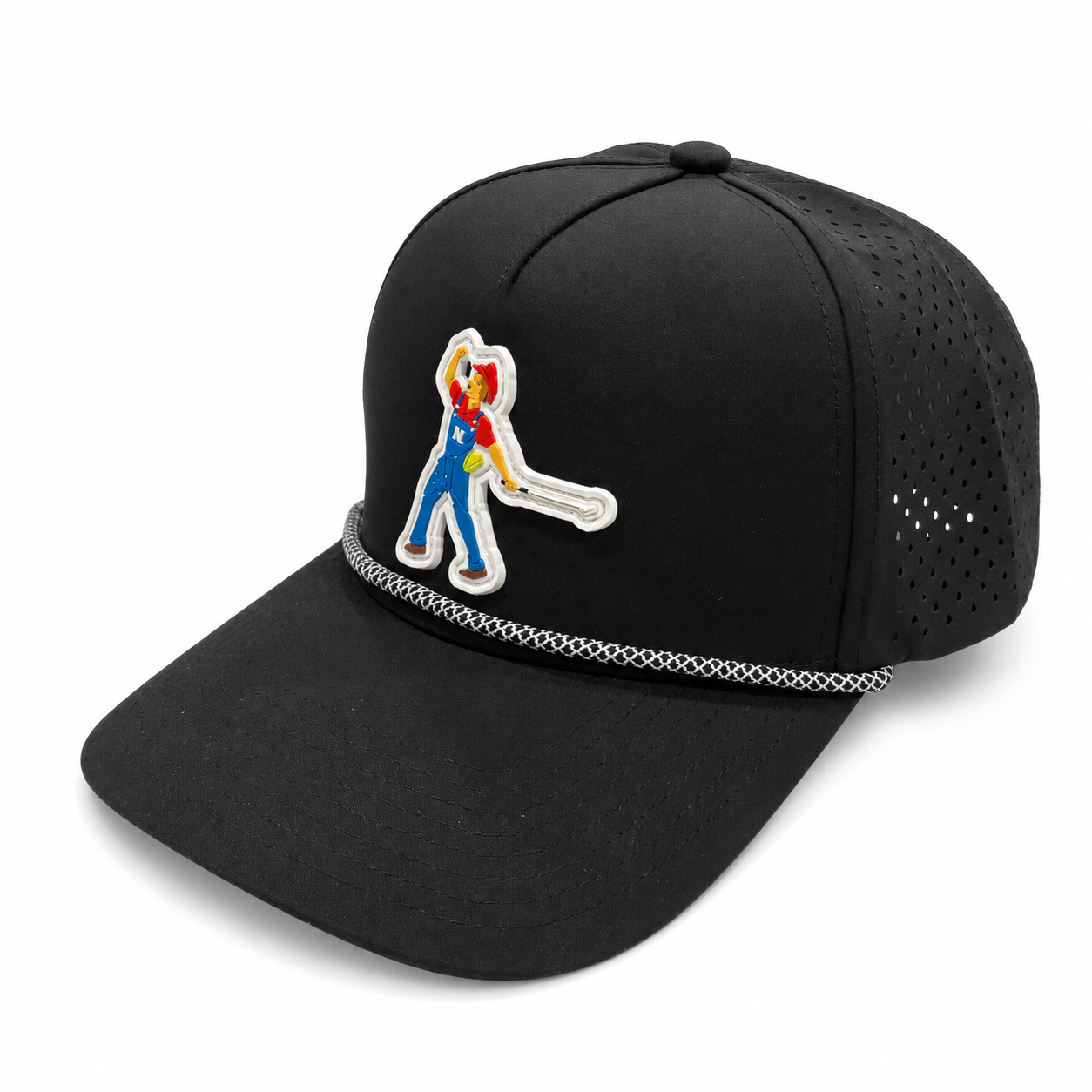 Herbie Husker Golf Rope Hat – Black Breathable Snapback | Iconic Hats