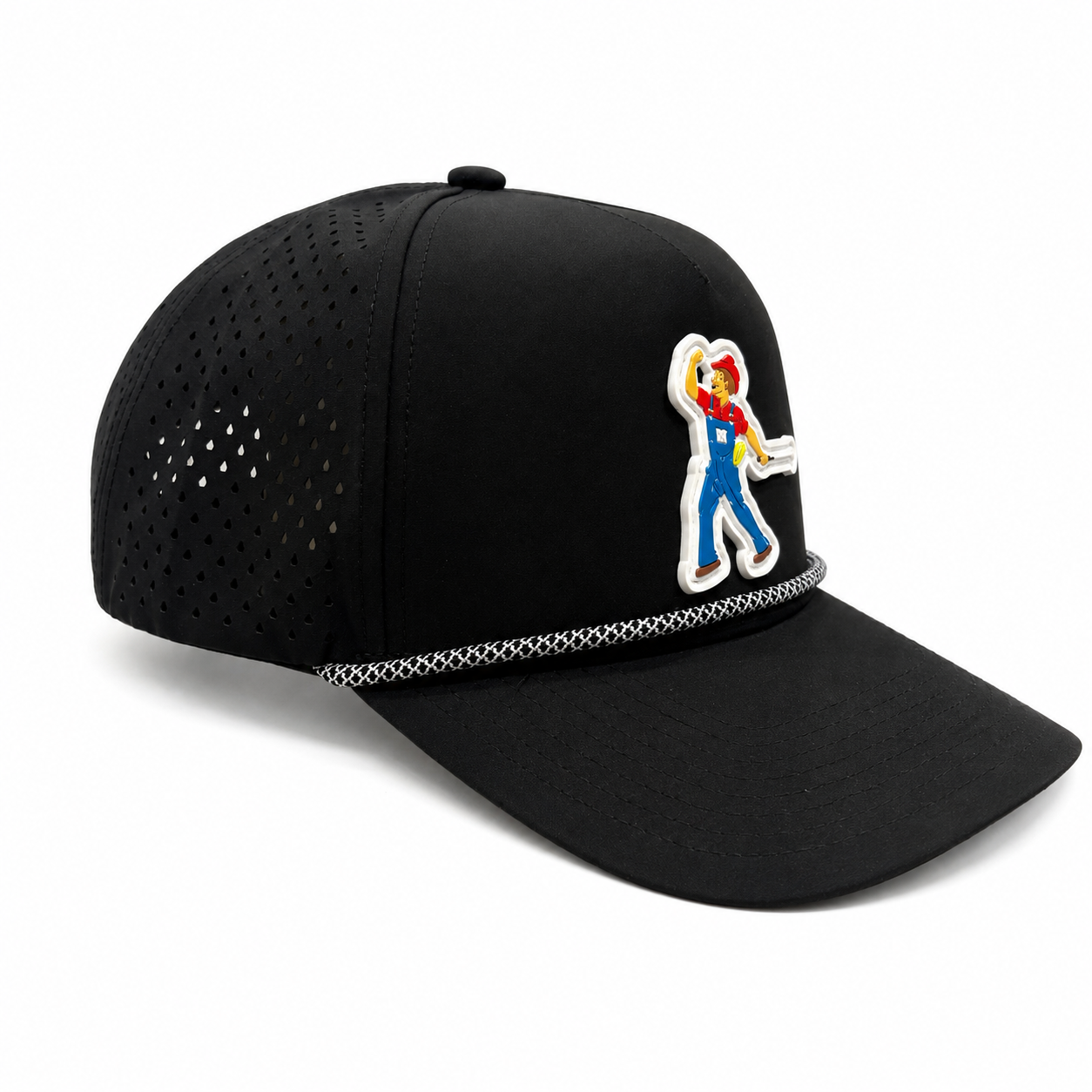 Herbie Husker Golf Rope Hat – Black Breathable Snapback | Iconic Hats